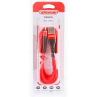Кабель SKYWAY usb - type-c, 15w, в мягкой оплетке, красный, 1,5м S09603011