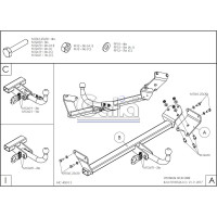 Полностью оцинкованный фаркоп GALIA для Kia Ceed универсал, в т.ч. дизель 2018-, Hyundai i30 универсал, в т.ч. дизель 2017- быстросъемный шар H100C