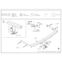 Оцинкованный фаркоп GALIA для Audi A3 хетчбек 3/5 дверей 1996-2003, VW Bora седан/универсал (2WD) 1998-2005, VW Golf IV хетчбек 3/5 дверей/универсал (2WD) 1997-2003 A020A