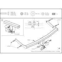 Полностью оцинкованный фаркоп GALIA для Skoda Octavia 4WD седан, 4WD купе, 4WD универсал, Volkswagen Golf IV универсал 1997-2005, включая 4WD тип шара A S087A