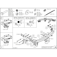 Полностью оцинкованный фаркоп GALIA для Hyundai Santa Fe 2012-2018, 2018-2021, Kia Sorento 2012-2015, 2015-2020 тип шара A H091A