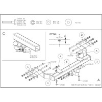 Полностью оцинкованный фаркоп GALIA для Ford Transit 2000-2014 без ступеньки тип шара A F100A