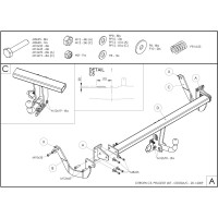 Полностью оцинкованный фаркоп GALIA для Citroen C5 III седан 2008-2017, Peugeot 407 седан 2004-2010 тип шара A C055A