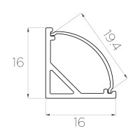 Комплект алюминиевого профиля с экраном и заглушками LEDCRAFT LC-LPU1616M20-3 1627000007