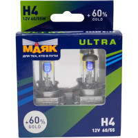 Автомобильная лампа МАЯК Н 4 12V 60/55W P43t Gold +60% ULTRA 82420G+60