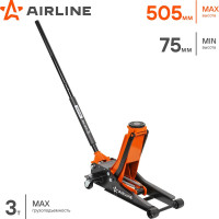 Домкрат подкатной Airline 3т INDUSTRY двухпоршневой низкопрофильный (MIN - 75 мм, MAX - 505 мм) AJ3FI500