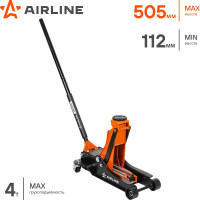 Домкрат подкатной Airline 4т INDUSTRY двухпоршневой низкопрофильный (MIN - 112 мм, MAX - 505 мм) AJ4FI500