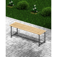 Скамейка садовая Solarius Классика с деревянным сиденьем из 4-ех лакированных досок, лавочка для дачи с черным металлическим каркасом skam-lak