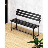 Скамейка садовая Solarius Классика с деревянными спинкой и сиденьем цвета антрацит, лавочка для дачи с черным металлическим каркасом skam-spin-ser