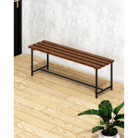 Скамейка садовая Solarius Классика с деревянным сиденьем из 4-ех досок цвета темного дуба, лавочка для дачи с черным металлическим каркасом skam-temd