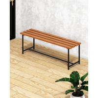 Скамейка садовая Solarius Классика с деревянным сиденьем из 4-ех досок цвета ольхи, лавочка для дачи с черным металлическим каркасом skam-olha