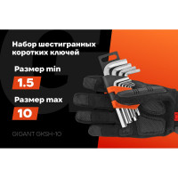 Набор шестигранных коротких ключей Gigant 10 шт GKSH-10