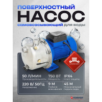 Насос самовсасывающий Forsage (230В, 50Гц, 750Вт, 50л/мин) (обмотка AL) F-JS100 ALU(61149)