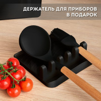 Набор силиконовых кухонных принадлежностей с деревянными ручками 13 в 1 DASWERK черный 608197