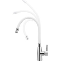 Смеситель для кухни Ekko гибкий излив с гайкой белый E4205-E55