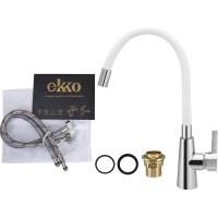 Смеситель для кухни Ekko гибкий излив с гайкой белый E4205-E55