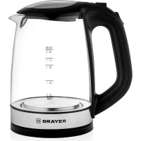 Электрический стеклянный чайник BRAYER 2200 Вт, 2 л, черный BR1040BK