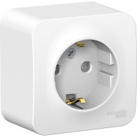 Розетка Systeme Electric BLANCA открытой установки, с заземлением, со шторками, белый BLNRA011101