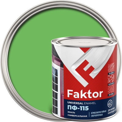 Универсальная эмаль ПФ-115 ЯРОСЛАВСКИЕ КРАСКИ FAKTOR салатная, банка 0,8 кг 214723