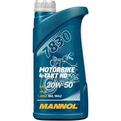 Масло моторное MANNOL 4-TAKT MOTORBIKE HD 20W50 1 л для V-образных 2-х цилиндровых двигателей MANNOL 6000