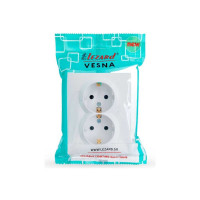 Двойная розетка Lezard VESNA с заземлением, ПБТ, белая 742-0200-127B