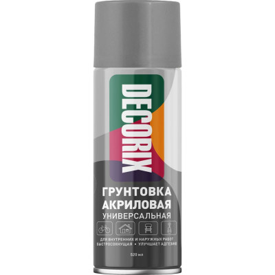 Аэрозольная акриловая грунтовка Decorix (матовая; серая; 520 мл) 0108-10 DX