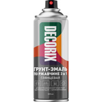 Аэрозольная грунт-эмаль по ржавчине 3 в 1 Decorix (черный; глянцевый; 520 мл) 0106-01 DX