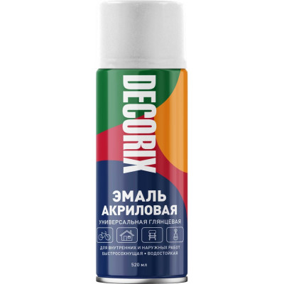 Аэрозольная акриловая эмаль Decorix (универсальная; белый; глянцевый; 520 мл) 0101-21 DX