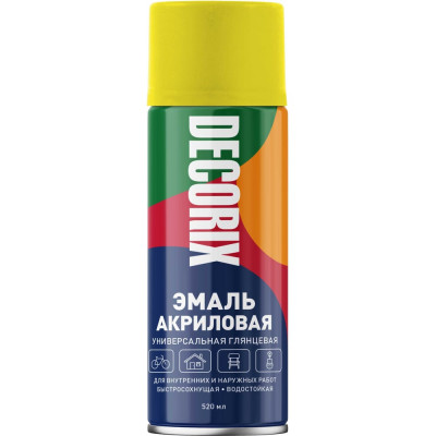 Аэрозольная акриловая эмаль Decorix (универсальная; желтый; 520 мл) 0101-07 DX