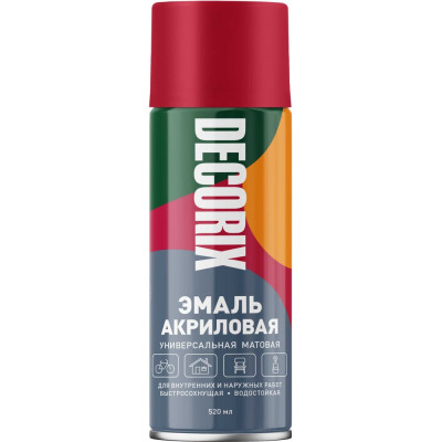 Аэрозольная акриловая эмаль Decorix (универсальная; красный; матовый; 520 мл) 0101-19 DX
