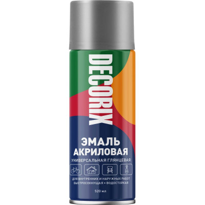 Аэрозольная акриловая эмаль Decorix (универсальная; серебристый; 520 мл) 0101-25 DX