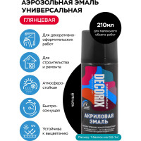 Аэрозольная акриловая эмаль Decorix (универсальная; черный; глянцевый; 210 мл) 0110-01 DX