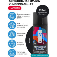 Аэрозольная акриловая эмаль Decorix (универсальная; черный; матовый; 210 мл) 0110-02 DX
