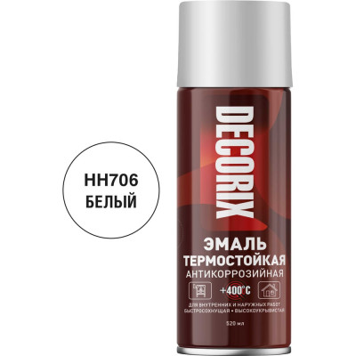Аэрозольная эмаль Decorix (термостойкая до +400 градусов; полуглянцевый; белый; 520 мл) 0142-06 DX