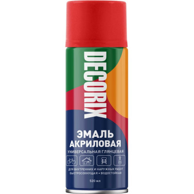 Аэрозольная универсальная эмаль Decorix (акриловая; ярко-красный; 520 мл) 0101-67 DX