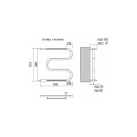Водяной полотенцесушитель Terminus М-образный с полкой 600*500