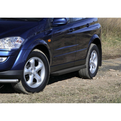 Пороги "Premium-Black" Rival для SsangYong Kyron I рестайлинг 2007-2016, 173 см, 2 шт., алюминий, A173ALB.5301.1