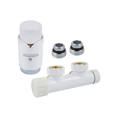 Узел подключения SCHLOSSER DUO-PLEX 3/4xМ22x1.5 +2 ниппеля 1/2x3/4 угловой, левый, белый 602100003