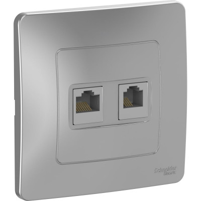 Двойная розетка: компьютерная rj45, кат.5e + телефонная rj11 Systeme Electric Blanca с/у, алюминий BLNIS045113