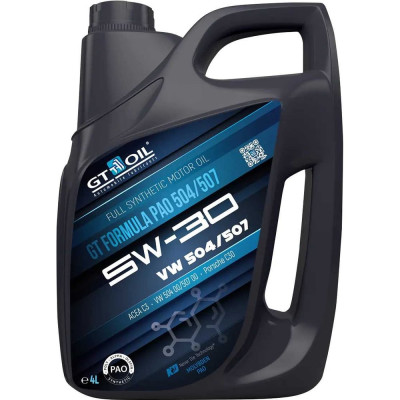 Моторное масло GT OIL GT Formula PAO 504/507, SAE 5W-30, API SN, 4 л 8809059409732
