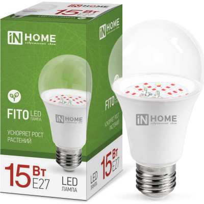 Светодиодная лампа IN HOME LED-A60-FITO 15Вт 230В Е27 4690612036502