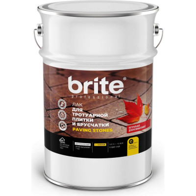Лак для тротуарной плитки, камня и брусчатки BRITE PROFESSIONAL с эффектом "Мокрого камня", 5 л 215176