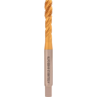 Машинный метчик с винтовой канавкой H-Tools М8 шаг 1.25 DIN371 HSSE-TiN 513X01-C2-0080