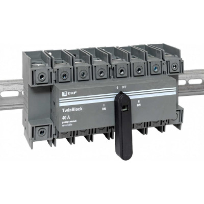 Рубильник EKF 40A 4P реверсивный c рукояткой для прямой установки TwinBlock tb-s-40-4p-rev