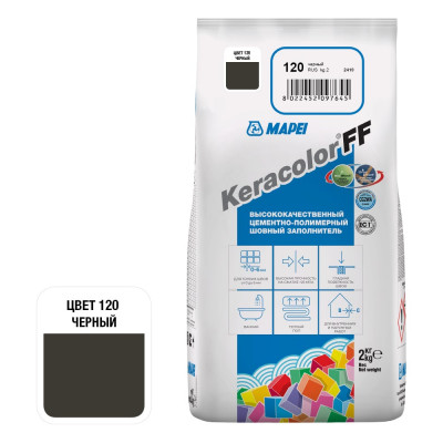 Затирка MAPEI KERACOLOR FF № 120, 2 кг, черный 5QA012002A