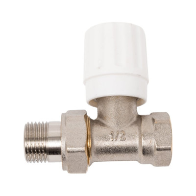 Регулируемый прямой вентиль для радиаторов Спец отопления, латунь+никелированное покрытие, п/э пакет СПЕЦ-ВР-П-1/2