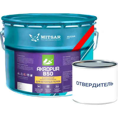 Краска для бетонных полов Акропур B50 полиуретановая, 9 кг + 1 кг, серый УТ000013054