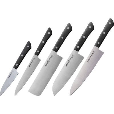 Набор ножей 5 в 1 Samura "HARAKIRI" 11, 23, 43, 85, 95, коррозионно-стойкая сталь, ABS пластик SHR-0250B/K