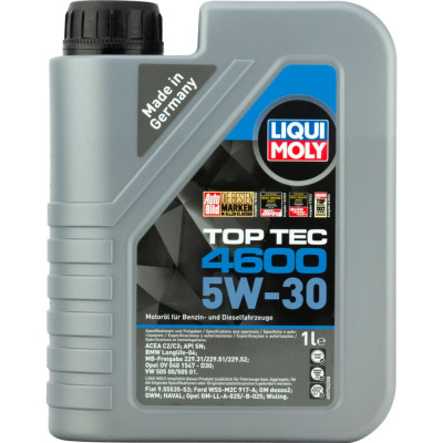 НС-синтетическое моторное масло LIQUI MOLY Top Tec 4600 5W-30 SN, C2/C3, 1л 2315