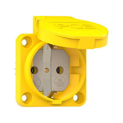 Розетка PCE встр 16а/220v/2p+e/ip54 50x50 подкл. сзади жёлтая 105-0e